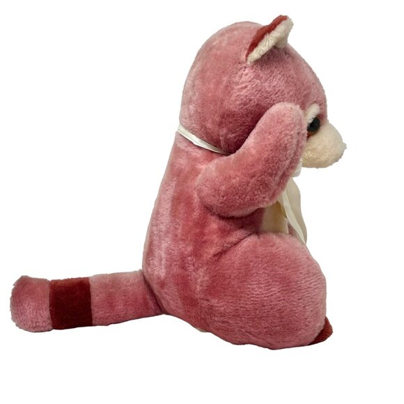 Vintage Ace Novelty Co. Pink Maroon Raccoon Plush Stuffed Animal‎ Toy - Picture 2 of 14